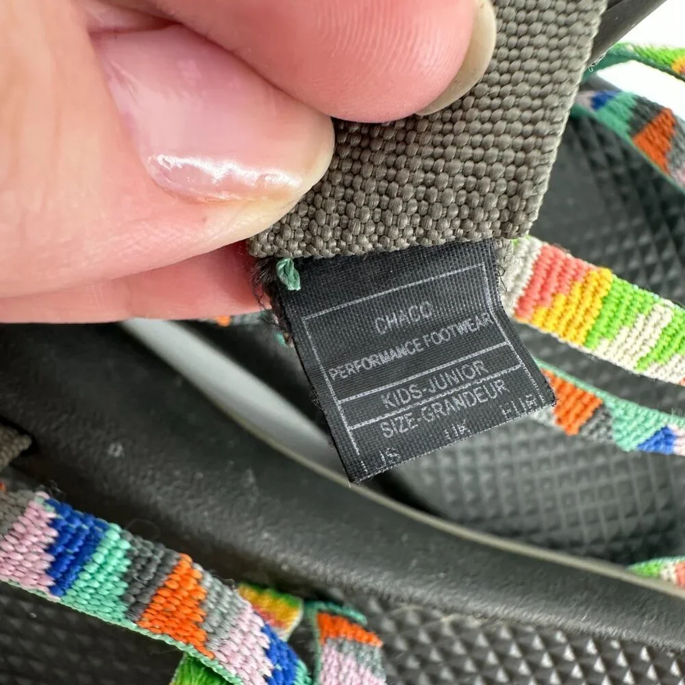 Chaco ZX1 Kid's Ecotread Outdoor Strappy Sandals Camper Colorful Turqouse Size 4